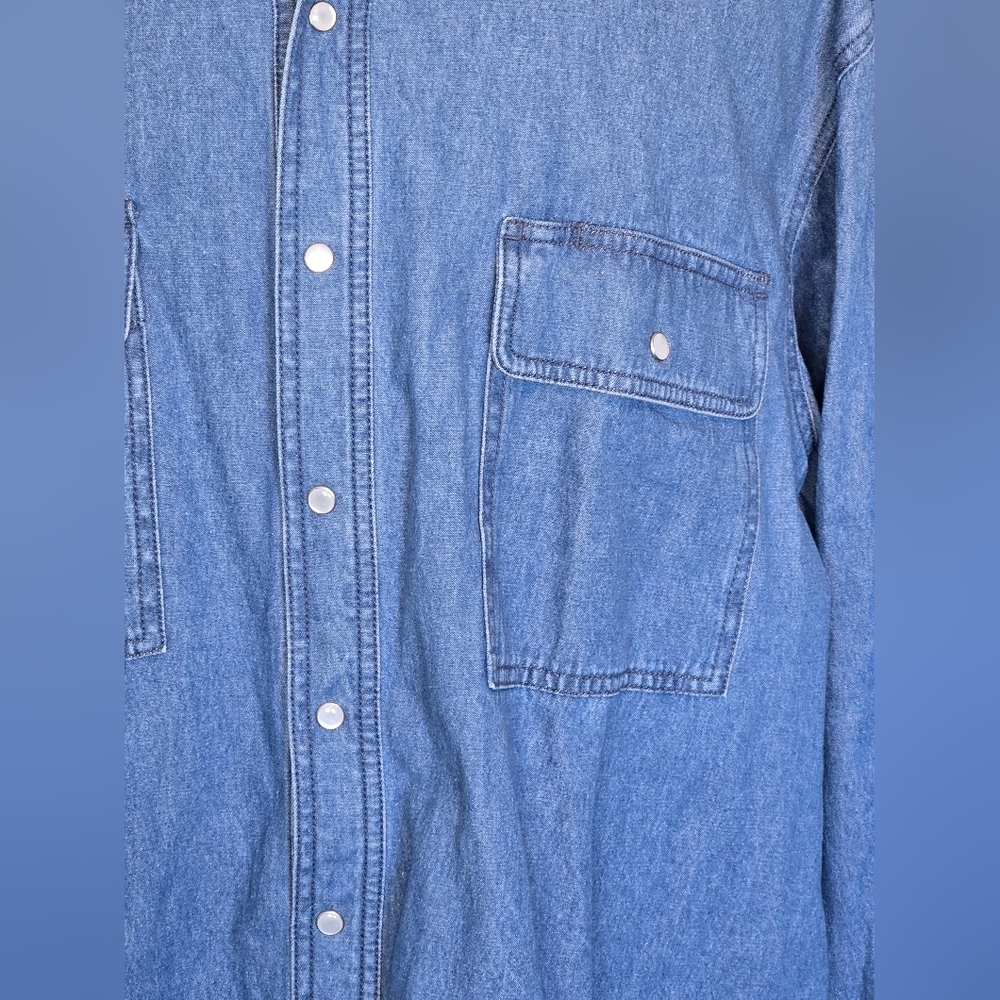 Dakota 3XLT Denim‎ Button Up Shirt Blue 100% Cotton Long Sleeve Western Workwear - Picture 7 of 9